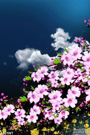 Tranh cành đào vươn trời
