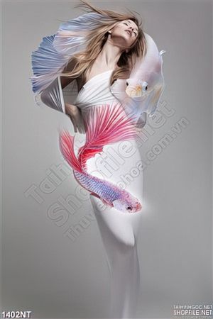 Tranh người ẩn cá 3d