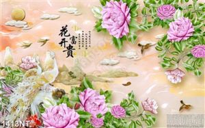 Tranh hoa mẫu đơn tím
