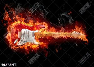 Tranh cây đàn ghi ta rực lửa