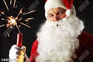 Tranh ông già noel cầm pháo sáng