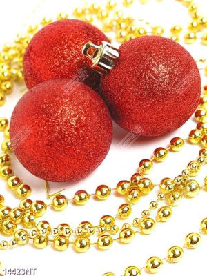 Tranh quả cầu đỏ trang trí noel 14423NT