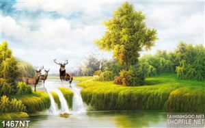 Tranh đàn hươu vượt thác