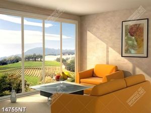 Tranh căn phòng có view nhìn ra cánh đồng nho