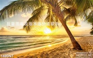Tranh bóng dừa hoàng hôn