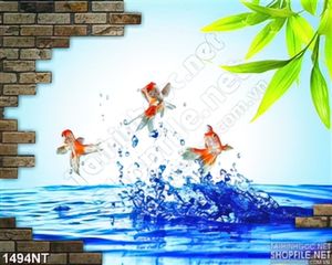 Tranh cá nhảy 3d