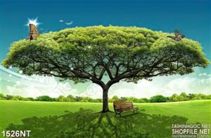 Tranh chiếc ghế dưới tán cây