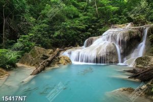 Tranh thác nước giữa rừng xanh 15417NT
