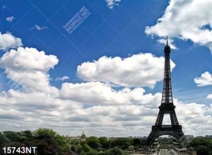 Tranh tháp Eiffel dưới bầu trởi xanh