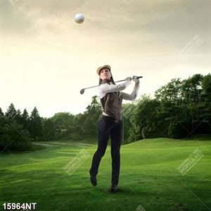 Tranh cô gái chơi golf