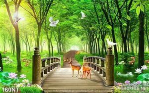 Tranh phong cảnh rừng và cây cầu