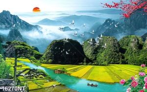 Tranh psd phong cảnh sông núi 