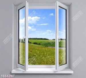 Tranh cửa sổ mở ra bầu trời xanh