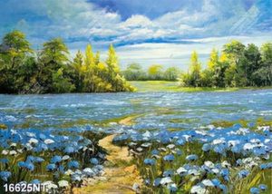 Tranh vẽ cánh đồng hoa