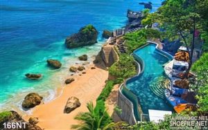 Tranh khu resort trên bãi biển