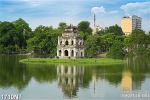 Tranh tháp nhỏ trên sông