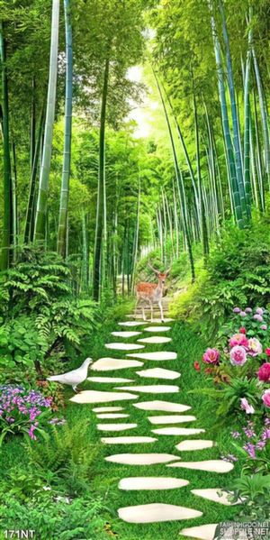Tranh con đường vào rừng tre