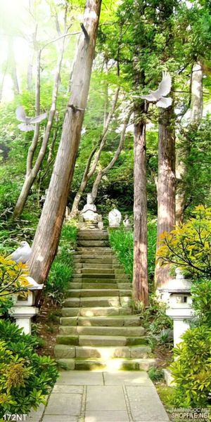 Tranh bậc thang vào khu rừng