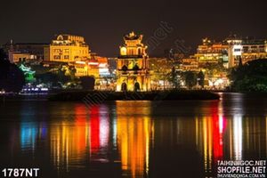 Tranh thành phố in bóng về đêm