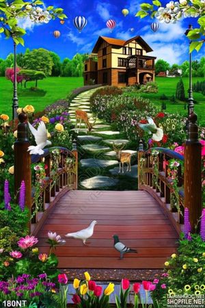 Tranh cây cầu bà nhà biệt thự