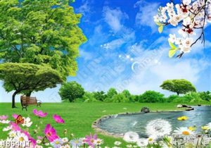 Tranh hoa nở trời xanh