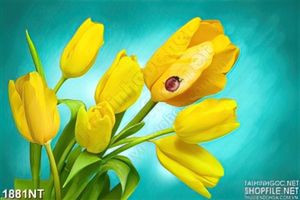 Tranh bó hoa tulip vàng