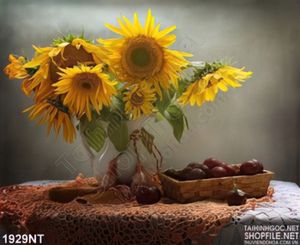 Tranh bình hướng dương rủ cánh