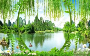 Tranh cành liễu rũ bờ sông in uv