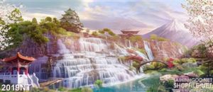 Tranh thác nhỏ trên hồ xanh