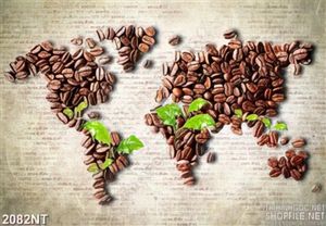 Tranh bản đồ cà phê treo tường