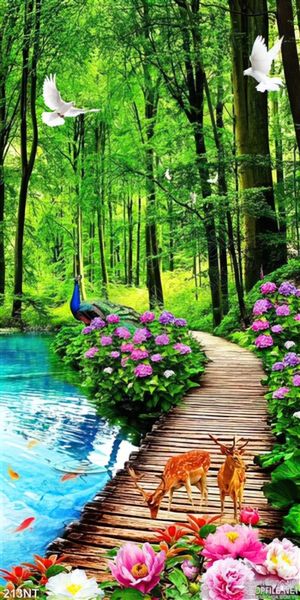 Tranh con đường và khu rừng