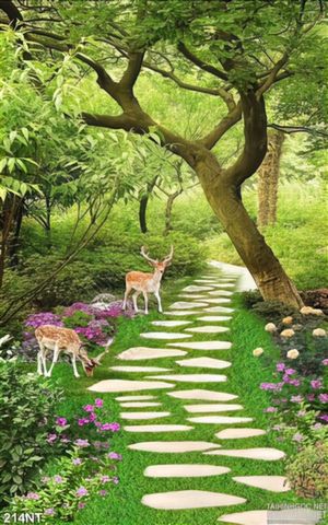 Tranh rừng cây và con đường