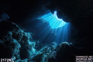 Tranh ánh sáng trên hang đá dưới biển
