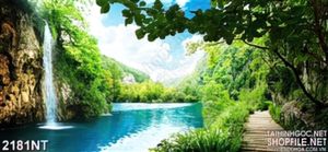 Tranh khung cảnh con sông giữa rừng sâu