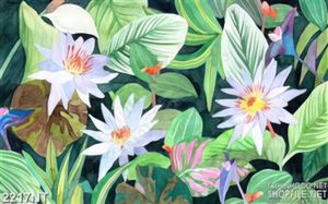 Tranh vẽ hoa chen lá treo tường
