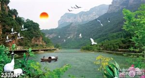 Tranh đàn hạc bay trên sông quê