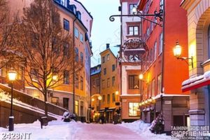 Tranh thành phố rực rỡ ánh đèn đường