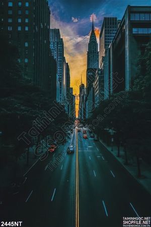 Tranh những tòa nhà trong đêm 3d