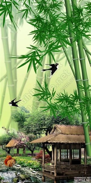 Tranh cây tre và nhà tranh