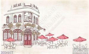 Tranh vẽ quán cà phê sang trọng