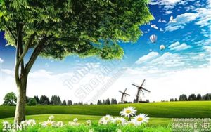 Tranh đồng cỏ và cối xay gió