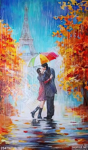 Tranh tháp trong mưa