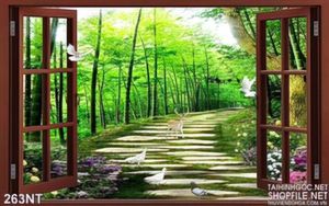 Tranh cửa sổ nhìn ra khu vườn
