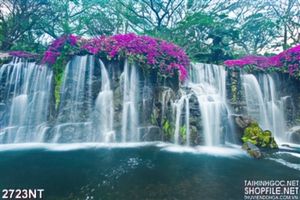 Tranh suối hoa treo tường