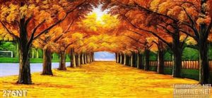 Tranh sơn dầu hàng cây màu thu