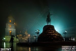 Tranh bức tượng chiến binh trong đêm