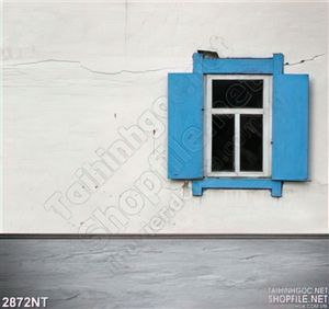Tranh ô cửa sổ có cánh cửa xanh 3d