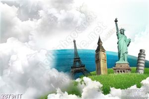 Tranh những kiến trúc nổi tiếng trên nền mây