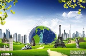 Tranh nhưững kiến trúc nổi tiếng trên nền mây