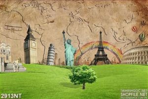 Tranh thảm cỏ bên những kiến trúc nổi tiếng